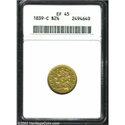1839-C $2 1/2 XF45 ANACS. Winter 2-B, McCloskey-B, R.4. The original mintage of this date is a scant