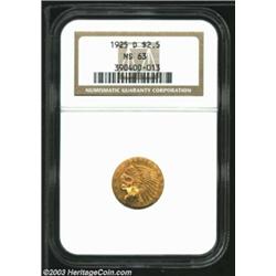 1925-D $2 1/2 MS63 NGC. Well struck for the type, with handsome deep-orange and green-gold color, th