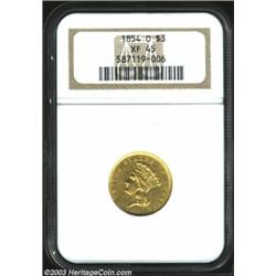 1854-O $3 XF45 NGC. Only 24,000 pieces were struck of the 1854-O, the only New Orleans mint Three Do