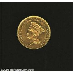 1873 $3 Closed 3 AU50 Hair Tooled Uncertified. Under a strong lens, short pinscratches emerge on the
