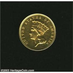 1881 $3 MS60 Cleaned Uncertified. Unlike many other Three Dollar gold issues from this era, the 554-
