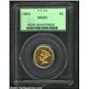 Image 1 : 1883 $3 MS60 PCGS. This is an obviously important Mint State survivor of a Three Dollar gold piece w