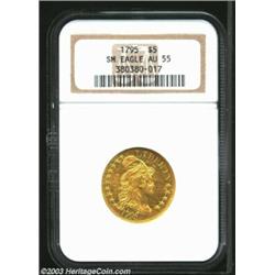 1795 $5 Small Eagle AU55 NGC. B. 6-F, Miller-9, R.5. There are two major varieties of the 1795 Cappe