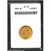 Image 1 : 1899 $5 AU58 ANACS. This sharply detailed, minimally rubbed survivor is richly colored in orange-gol