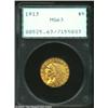 Image 1 : 1913 $5 MS63 PCGS. Sharply struck throughout with good luster for the grade and bright reddish-golde