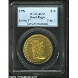 1797 $10 Small Eagle AU55 PCGS. B. 1-A, Taraszka-7, R.5. A transitional date for the Capped Bust Rig