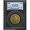 Image 1 : 1850 $10 Small Date MS60 PCGS. The 1850 Small Date is seen far less often than the Large Date Eagle.