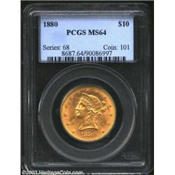 1880 $10 MS64 PCGS. The phrase "conditionally rare" is a perfect fit for the 1880 Eagle. Hundreds of