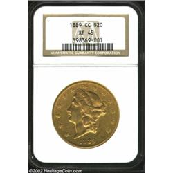 1889-CC $20 XF45 NGC. This olive-gold representative is wholly original and possessed of overall bol