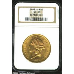 1895-S $20 MS61 NGC. This sharp, green-gold representative possesses nice cartwheel roll that enhanc