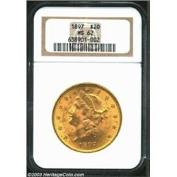 1897 $20 MS62 NGC. A lustrous and boldly struck representative with an attractive obverse. The lower