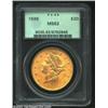 Image 1 : 1899 $20 MS62 PCGS. Extremely close to Choice with thick, satiny luster, rich color, and no individu