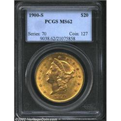 1900-S $20 MS62 PCGS. This is a crisply detailed, late date Liberty Twenty from the San Francisco Mi