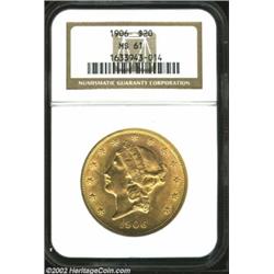 1906 $20 MS61 NGC. A well known 20th century gold rarity, the 1906 was produced to the extent of few