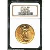 Image 1 : 1913-S $20 MS62 NGC. Bright and highly lustrous with a number of small abrasions scattered about, wh