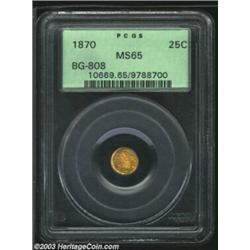 1870 25C Liberty Round 25 Cents, BG-808, R.4, MS65 PCGS. Large Liberty head surrounded by seven star