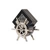 Image 1 : ALUMINUM WOOD COASTER S/6 ON SHIP WHEEL