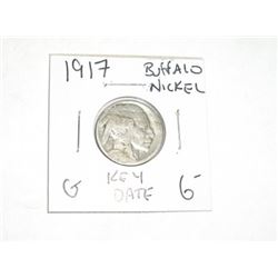 1917 *KEY DATE* BUFFALO NICKEL RED BOOK VALUE $6.00+ *NICE EARLY GOOD GRADE*!! BUFFALO NICKEL CAME O