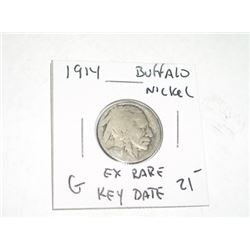 1914 *EXTREMELY RARE KEY DATE* BUFFALO NICKEL RED BOOK VALUE $21.00+ *NICE EARLY GOOD GRADE*!! BUFFA