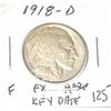 Image 1 : 1918-D *EXTREMELY RARE KEY DATE* BUFFALO NICKEL RED BOOK VALUE $125.00+ *NICE EARLY FINE GRADE*!!