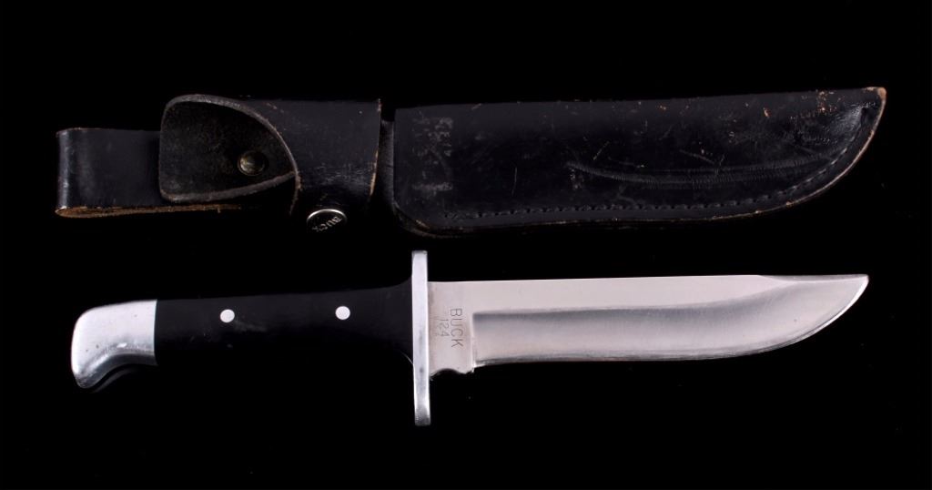 Vintage Buck 124 Frontiersman Knife Micarta Handle