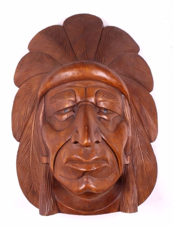 Carved Wooden Indian Head