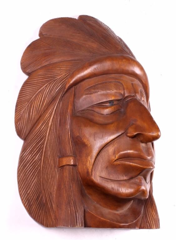 Carved Wooden Indian Head