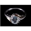 Image 1 : Aquamarine & Diamond 10k Gold Sterling Ring