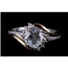 Image 2 : Aquamarine & Diamond 10k Gold Sterling Ring