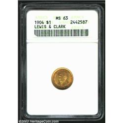 1904 G$1 Lewis and Clark MS63 ANACS. Sharply struck and satiny, with a good amount of remaining mint