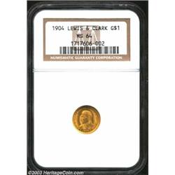 1904 G$1 Lewis and Clark MS64 NGC. As attractive as one should expect for the assigned grade, the mo