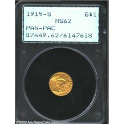 1915-S G$1 Panama-Pacific Gold Dollar MS62 PCGS. A sharply struck and decidedly attractive Gold Doll