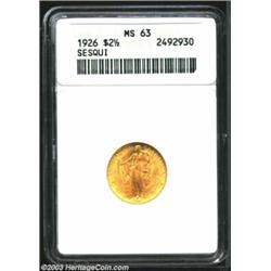 1926 $2 1/2 Sesquicentennial MS63 ANACS. Lustrous with only a few wispy reverse abrasions, this coin