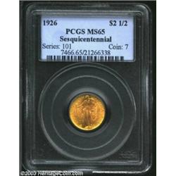 1926 $2 1/2 Sesquicentennial MS65 PCGS. This is an exquisite and uncommonly well preserved represent