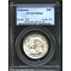 1921 50C Alabama MS66 PCGS. Satiny in finish, both sides display an otherwise silver appearance with