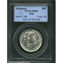 1936 50C Arkansas MS65 PCGS. A well preserved Gem with extensive shimmering luster and faint blushes