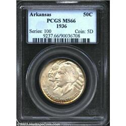 1936 50C Arkansas MS66 PCGS. A pristine silver-gray example with specks of russet toning here and th
