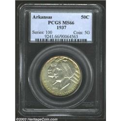 1937 50C Arkansas MS66 PCGS. This virtually distraction-free Gem displays a smooth, satiny sheen. Si