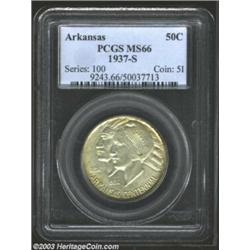 1937-S 50C Arkansas MS66 PCGS. This original, premium quality Gem is boldly impressed with a dominan