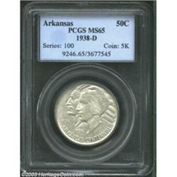 1938-D 50C Arkansas MS65 PCGS. The obverse has rich dove-gray patina, while the reverse possesses a.