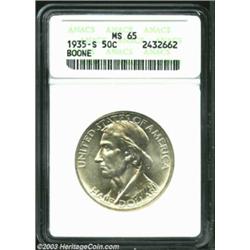 1935-S 50C Boone MS65 ANACS. Light yellow-green color enlivens this lustrous and well struck Commemo