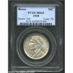 1938 50C Boone MS65 PCGS. Milky olive-gray patina adorns both sides of this low mintage issue. Impor
