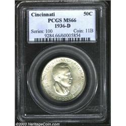 1936-D 50C Cincinnati MS66 PCGS. This silver tinged Gem is a gorgeous, conditionally scarce represen
