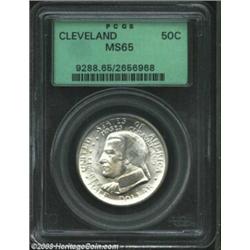 1936 50C Cleveland MS65 PCGS. The portrait has original light apricot-gold patina. A lustrous and ni