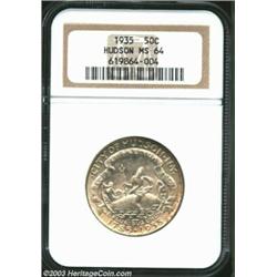 1935 50C Hudson MS64 NGC. Lightly toned over each side with only a few tiny abrasions that account f