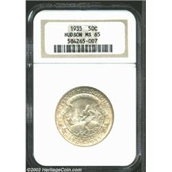 1935 50C Hudson MS65 NGC. Mottled apricot and russet patination drifts toward the borders of this ot