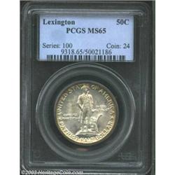 1925 50C Lexington MS65 PCGS. Bright lemon patina hugs the peripheries of this surprisingly prooflik