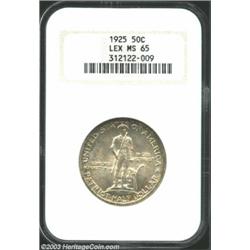 1925 50C Lexington MS65 NGC. There is a patchwork of olive-russet tinting in select peripheral areas