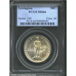 1925 50C Lexington MS66 PCGS. Wisps of steel-blue color alternate with iridescent honey-gold patina.