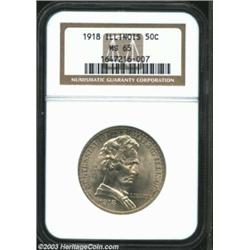 1918 50C Lincoln MS65 NGC. Blazing cartwheel luster and gentle blushes of golden-brown patina attest